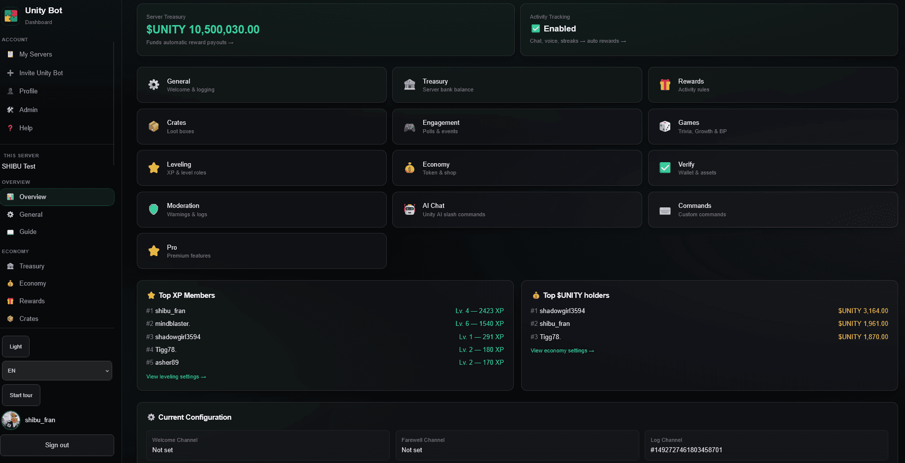 Unity Bot — Discord Community Platform screenshot 2